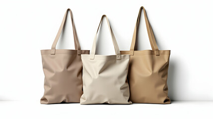 Three stylish tote bags in neutral earth tones. Perfect for everyday use or a minimalist aesthetic. Shop now!