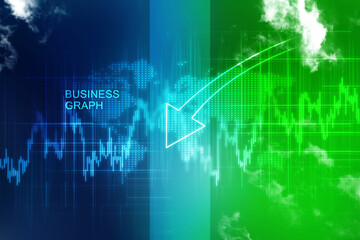 2d illustration Stock market online business concept. business Graph 