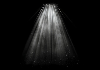 Mystical Spotlight Illuminating Magical Space with Radiant Beam and Dust Particles in Darkness