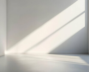Obraz premium Minimalist Interior with Sunlight Streaming Through Window Creating Geometric Patterns