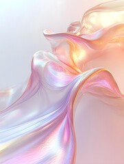Obraz premium A dynamic digital wave in soft pastels moving diagonally across a white canvas.