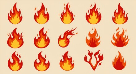 "Flame Frenzy: A Collection of Dynamic Fire Icons and Illustrations"