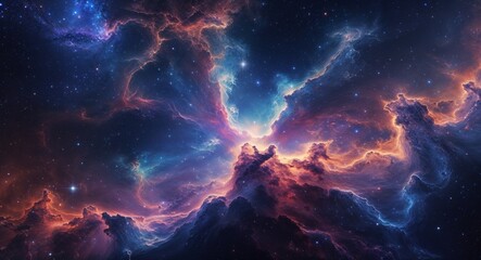 Fototapeta premium Space nebula patterns background or illustration in vivid cosmic hues