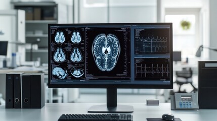 Obraz premium Brain Scan on a Computer Monitor