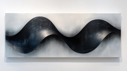 Obraz premium A bold black wavy line interlocking with a thinner wavy line on a white canvas 