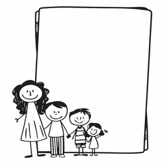 family with blank board