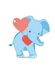 Fototapeta premium Elephant heart vector image white background