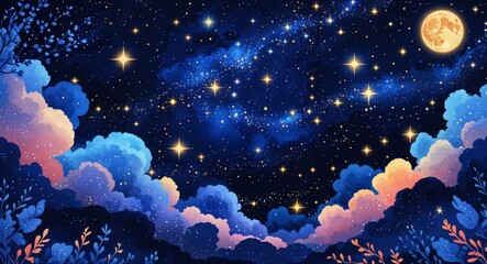 Starry night sky patterns background or illustration for celestial dreamscapes