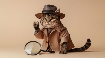 Whimsical Detective Cat: A Playful Exploration of Mystery and Adventure with Feline Charm