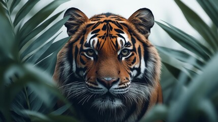 Fototapeta premium Close-Up of a Bengal Tiger in a Jungle. Generative AI