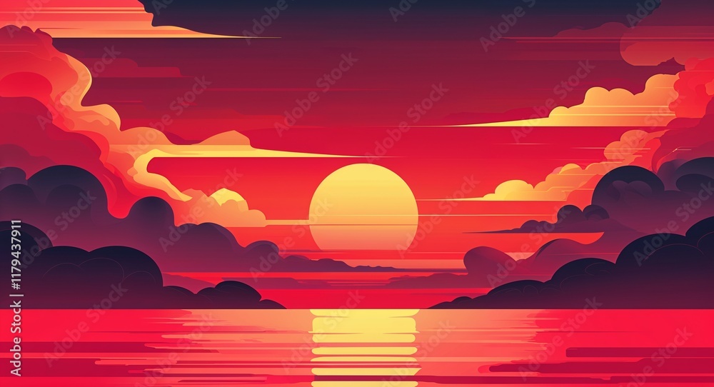 Wall mural sunset gradient pattern background in red pattern background