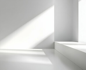Fototapeta premium Minimalistic Sunlit Interior with Geometric Shadows