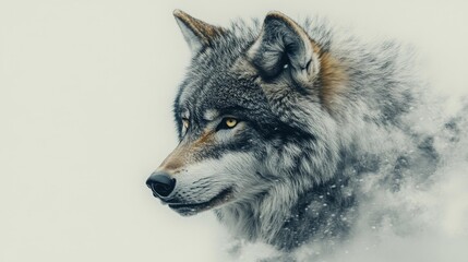 Fototapeta premium Portrait of a Wolf in Winter Serenity. Generative AI