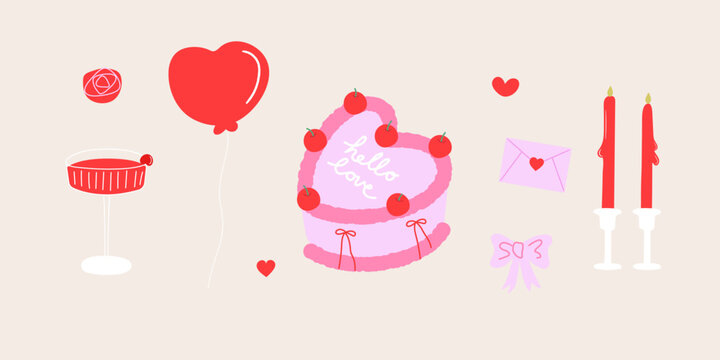 Valentine's Day elements Vector Illustration