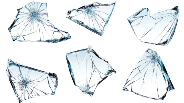 Big collection of cracks broken glass isolation on white background - Powered by Adobe