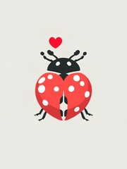 Ladybug heart vector image white background