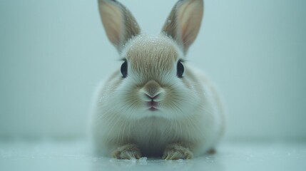 Obraz premium Adorable White Rabbit with Frosty Fur. Generative AI