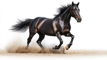 Obraz premium Galloping Horse Isolated on White Background. Generative AI