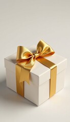 Obraz premium Golden ribbons on a Christmas gift bow isolated, christmas, decorative, elegant