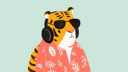 Adorable Hand Drawn of Cuddly Tiger in Vibrant Colors  Cute and Playful Doodle Style Drawing of a Friendly Tiger Character with Cheerful Expression and Detailed Textures and Patterns