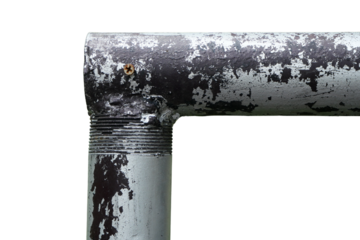 Large steel bars rust isolated on white background.