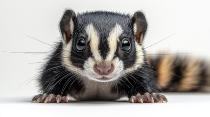 Fototapeta premium Close-Up of a Skunk with Striking Markings. Generative AI