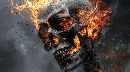 Fiery Skull: A Digital Painting of Infernal Imagery