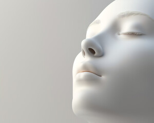 Minimalist Illustration of a Serene Face in Profile with Soft Light and Neutral Background, Perfect for Art and Design Projects