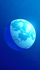 blue gradient planet earth, comic art, with white tones