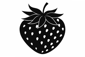 strawberry  silhouette vector illustration white background
