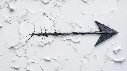 A single broken black arrow pointing downward with a clean white canvas