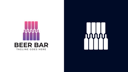 beer bar logo- vector illustration, emblem brewery design on dark background.