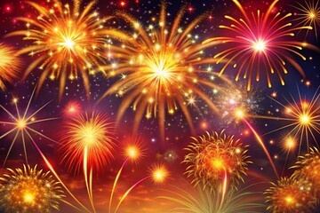 Fototapeta premium fireworks on the night sky celebration rendered illustration. 3d illustration of traditional chinese ornaments.