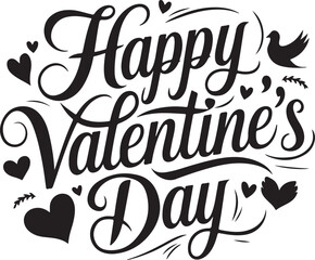 Happy Valentine's Day greeting card. Calligraphic design for print cards, banners, and posters for Valentine's Day with hearts shape Vector illustration isolated on a white background.