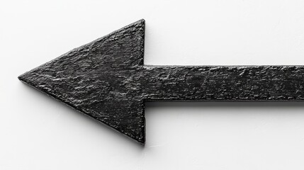 Obraz premium A clean black arrow with geometric edges pointing left on a white background 