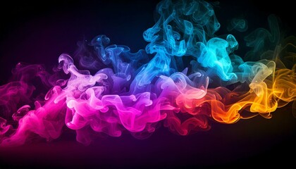 Colorful smoke isolated on black background. Abstract background for design.