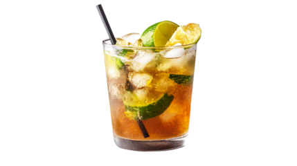 Brazilian beverage. Caipirinha fresh cocktail isolated on white background