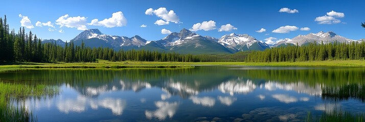 Fototapeta premium A beautiful lake with mountains in the background