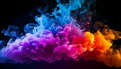 Obraz premium Colorful smoke isolated on black background. Abstract background for design.