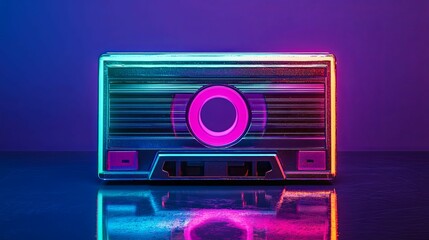 Neon Cassette Tape: A Retro-Synth Visual Art Piece