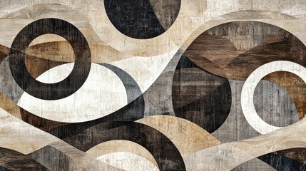 Abstract Overlapping Circles and Waves in Neutral Tones for Inspiring Designs