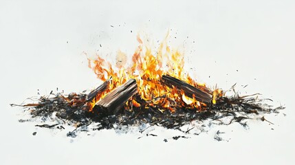 Fiery Bonfire: A Vivid Impressionist Campfire Painting