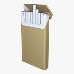 Opened pack of super slim cigarettes in a 3D render