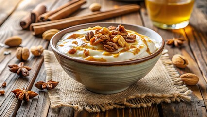 Delicious Greek Yogurt with Honey and Nuts:  A Healthy and Vibrant Breakfast