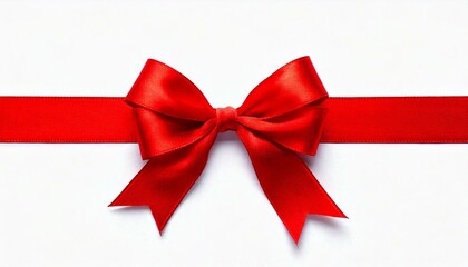 Shiny red ribbon with bow isolated on white