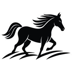 A simple standing horse silhouette with minimal details, vector art.