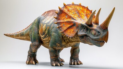 Fototapeta premium Triceratops dinosaur with vibrant textured frill. Generative AI