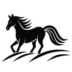 Obraz premium A simple standing horse silhouette with minimal details, vector art.