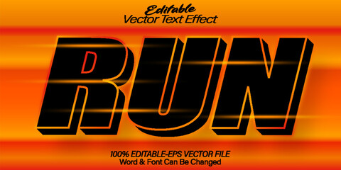 Run Vector Text Effect Editable Alphabet Fast Escape Speed Cartoon © Zeta