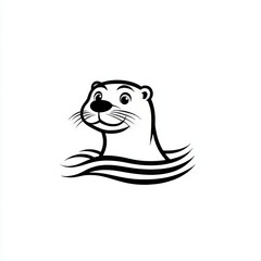 An Stock, modern black and white otter logo in a monochrome design.